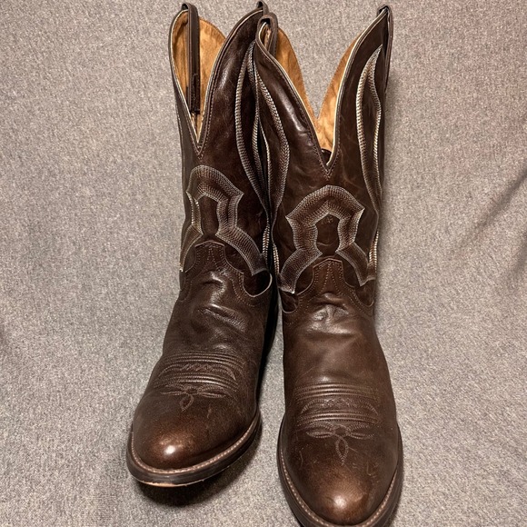 Cody James Mens Dark Brown Leather Western Cowboy Boots Flame Stitching Size 13D - Picture 3 of 7